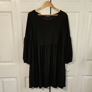 Vibe Sportswear Womens Black Eyelet Peplum Dress Size 2X Boho Prairie‎ Neutral